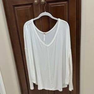 Free People Cream Long Sleeve Blouse